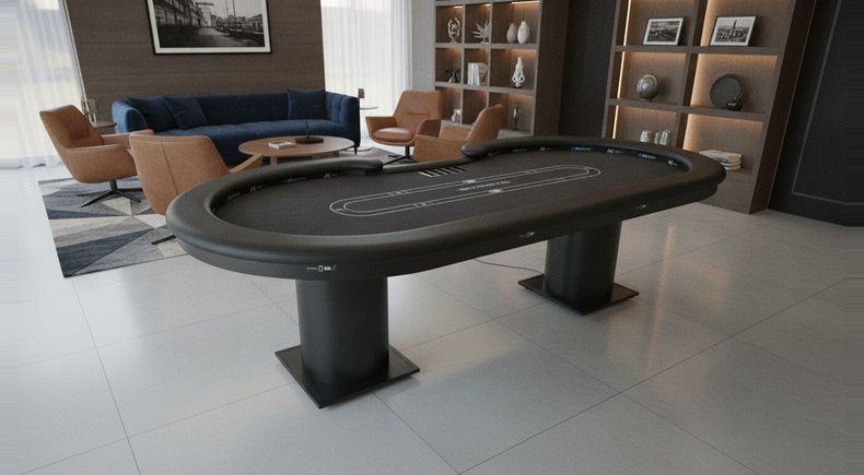 Mesa de Poker 10 Lugares Tecido Preto com LED e 10 USB - Pro37